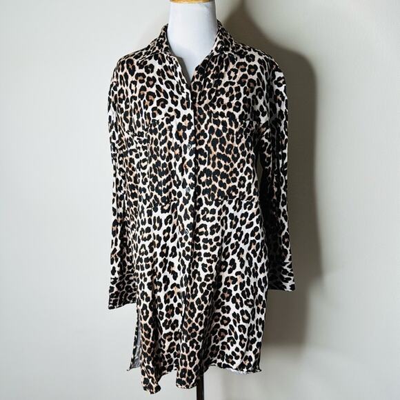 H&M Leopard Print Oversized Button Up Shirt - Picture 1 of 5